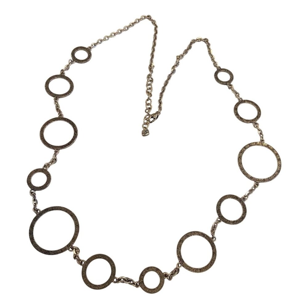 Vtg Brighton Townsend Silver Circle Necklace 18” Adjust to 20” In Lgth Fair Cond